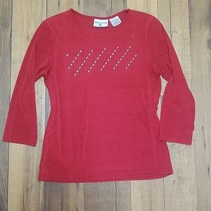 Strechy Red 3/4 sleeve top